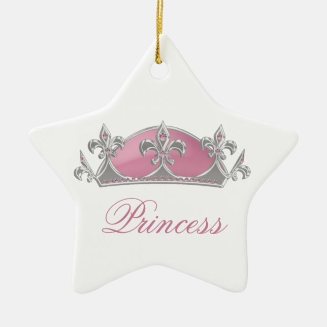 Rosa Princess Faux Kröna för Sparkling med Julgransprydnad Keramik (Framsidan)