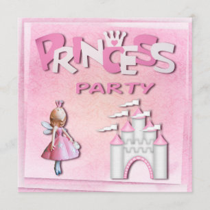 Rosa Princess Födelsedagsfest Cupkaka & Castle Inbjudningar