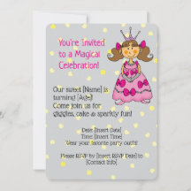 Rosa Princess Födelsedagsfest inbjudan