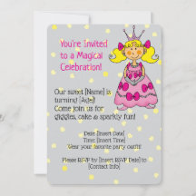 Rosa Princess Födelsedagsfest inbjudan