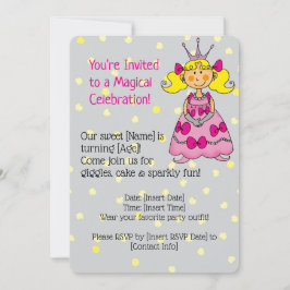 Rosa Princess Födelsedagsfest inbjudan