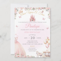 Rosa Princess Födelsedagsfest Inbjudan