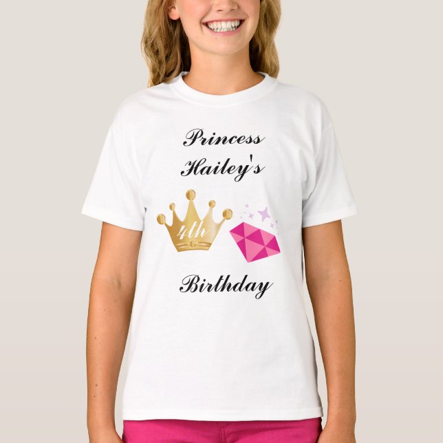 Rosa Princess Födelsedagsfest T-Shirt (Framsida)