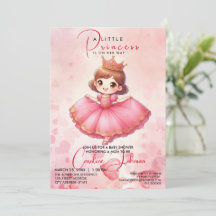 Rosa Princess Girl Birthday bjudande