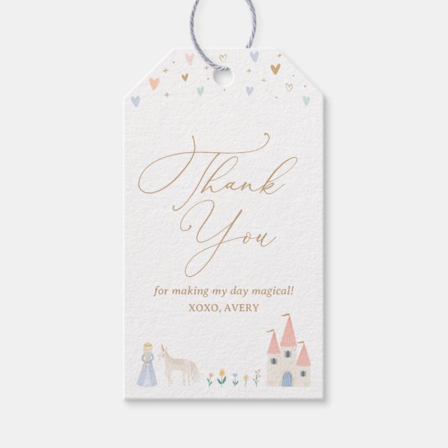 Rosa Princess Girl Födelsedagsfest Gift Märkres Presentetikett (Framsidan)