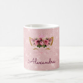 Rosa Princess Kitten Ro Guld Rosa Glitter Kaffemugg