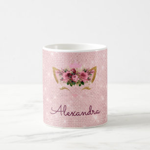 Rosa Princess Kitten Ro Guld  Rosa Glitter Kaffemugg