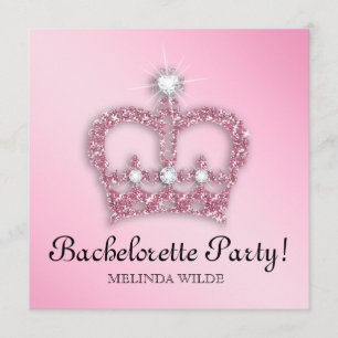 Rosa Princess Kröna Tiara för Bachelorette party Inbjudningar