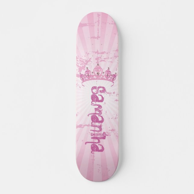 Rosa Princess Kröna Tiara Komp Skateboard (Framsida)