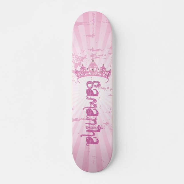Rosa Princess Krona Tiara Mini Skateboard (Framsida)