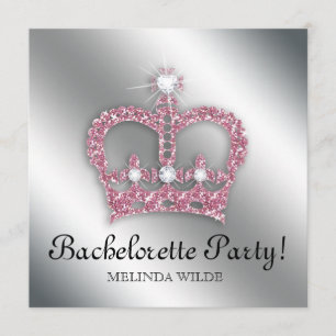Rosa Princess Kröna Tiara Silve för Bachelorette Inbjudningar