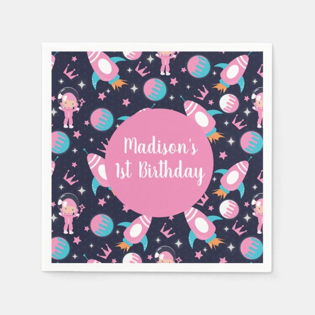 Rosa Princess Landing till Måne Pappersservett (Framsidan)