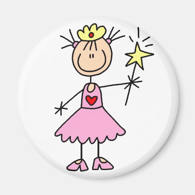 Rosa Princess med Trollspö Magnet (Framsidan)