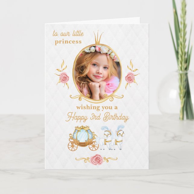 Rosa Princess Photo Birthday Greeting Card Kort (Framsida)