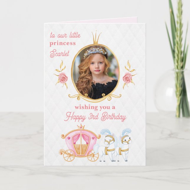 Rosa Princess Photo Birthday Greeting Card Kort (Framsida)
