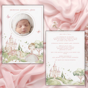 Rosa Princess Photo Flicka Birth Meddelande