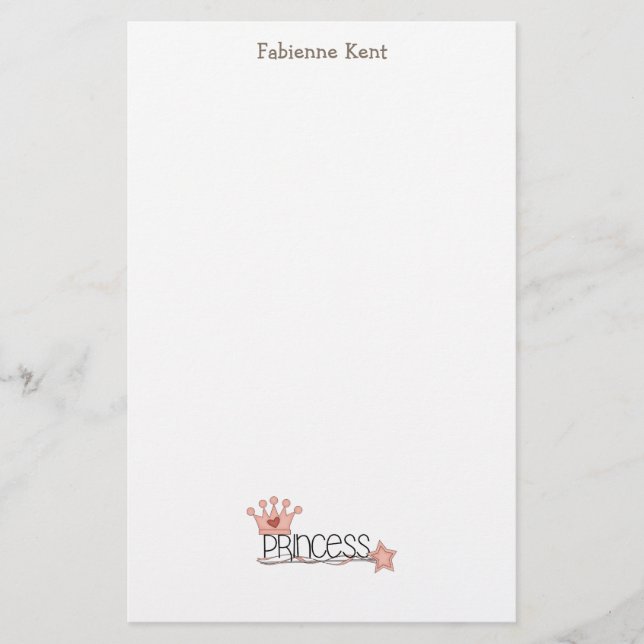 Rosa Princess ·, Princess Wordart Brevpapper (Framsida)