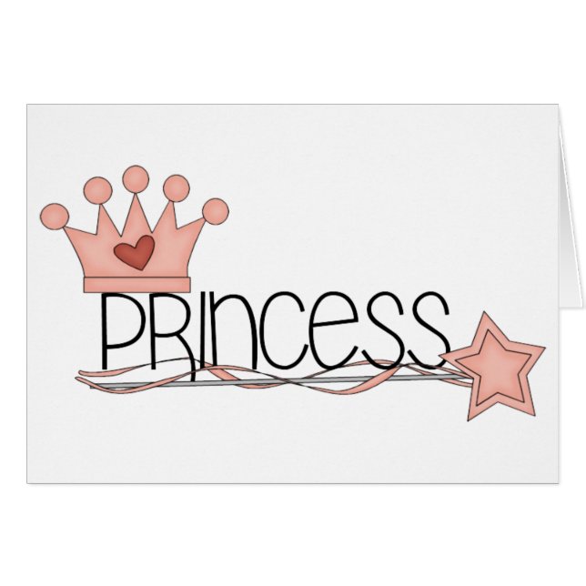 Rosa Princess ·, Princess Wordart Hälsningskort (Framsidan Horizontal)