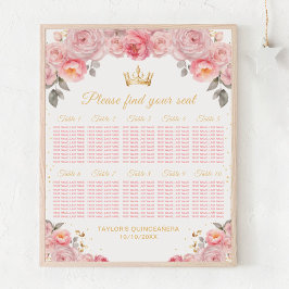 Rosa Princess Quinceañera 10 Bord Sittplatsdiagram Poster