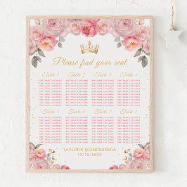 Rosa Princess Quinceañera 8 Bord Sittdiagram Poster