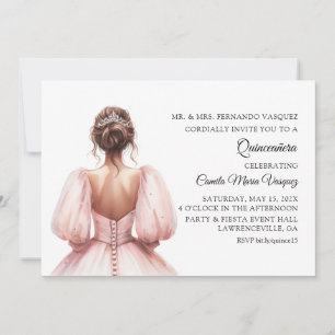 Rosa Princess Quinceañera Födelsedagsfest Inbjudningar