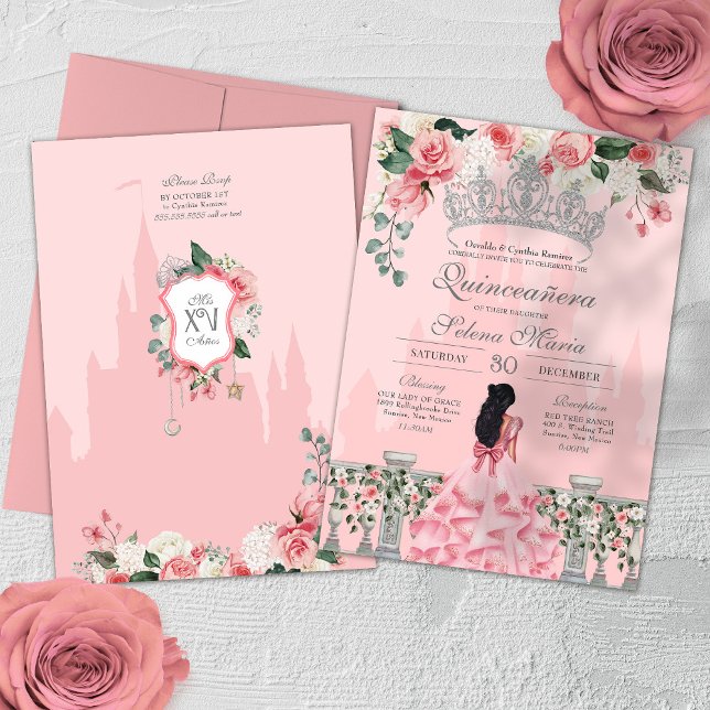 Rosa Princess Quinceañera Inbjudningar (Skapare uppladdad)