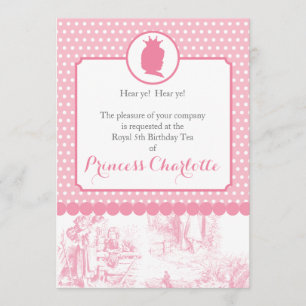Rosa Princess Silhouette Toile Party bjudan Inbjudningar