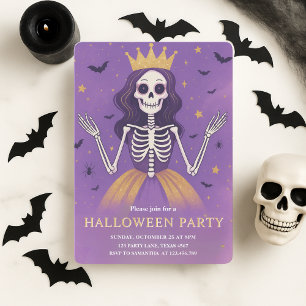 Rosa Princess Skeleton Halloween fest Julkort