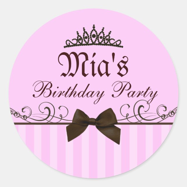 Rosa Princess Sticker Runt Klistermärke (Framsida)