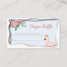 Rosa Princess Svan Blommigt Girl Diaper Raffle