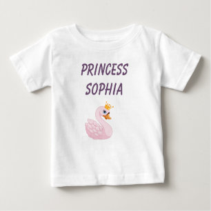 Rosa princess svan på vita namn t shirt