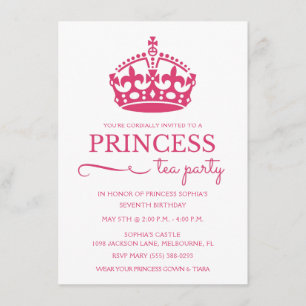 Rosa Princess Tea Party födelsedagsinbjudan Inbjudningar