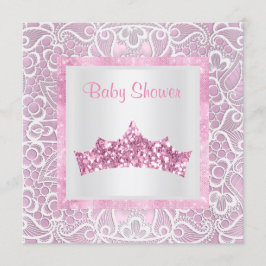 rosa princess Tembabydusch snöre tiara Inbjudningar