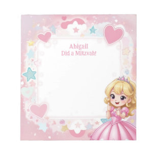 Rosa Princess Theme Blonde Personlig Mitzvah Anteckningsblock