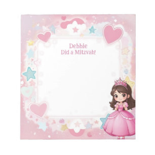 Rosa Princess ThMeed Brunette Personlig Mitzvah Anteckningsblock