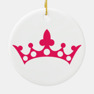 Rosa Princess Tiara Julgransprydnad Keramik