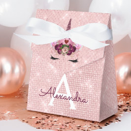 Rosa Princess Unicorn Ro Guld Rosa Glitter Presentaskar