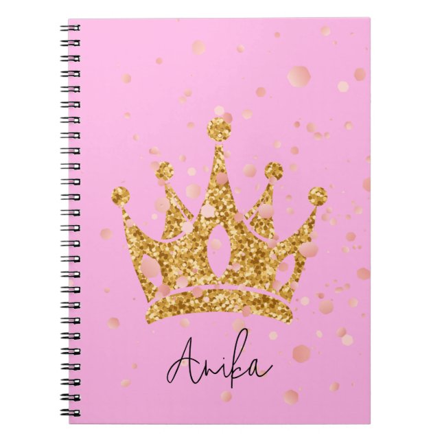 rosa prinsess tiara glitter anteckningsbok (Framsidan)