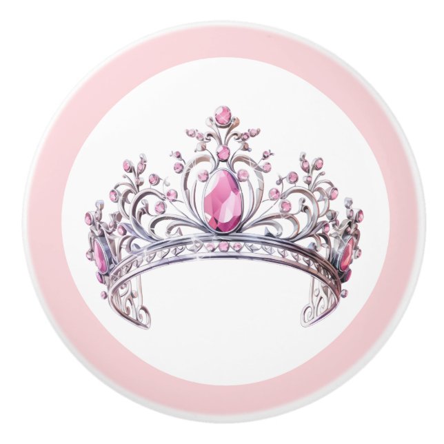Rosa prinsess Tiara kvinnlig keramisk knopp (Framsidan)