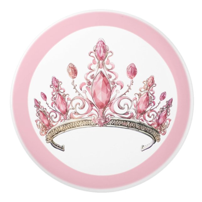 Rosa prinsess Tiara kvinnlig keramisk knopp (Framsidan)