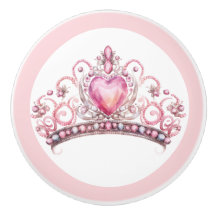 Rosa prinsess Tiara kvinnlig keramisk knopp