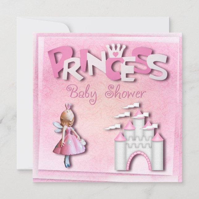 Rosa prinsessa baby shower Cupcake & Slott Inbjudningar (Framsida)