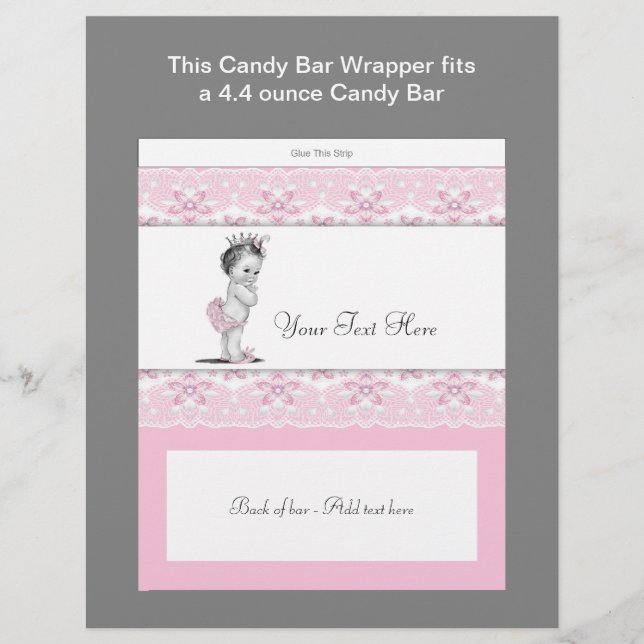 Rosa prinsessa baby shower godispappersomslag (Framsida)