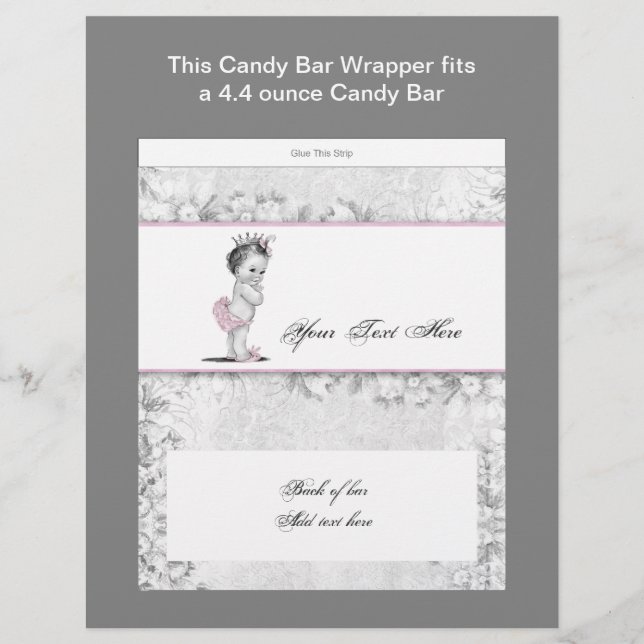 Rosa prinsessa baby shower godispappersomslag (Framsida)