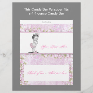 Rosa prinsessa baby shower godispappersomslag reklamblad