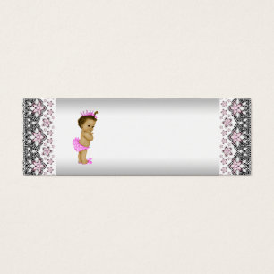 Rosa prinsessa baby shower presentkortsetiketter litet visitkort