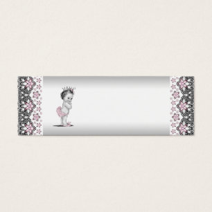 Rosa prinsessa baby shower presentkortsetiketter litet visitkort