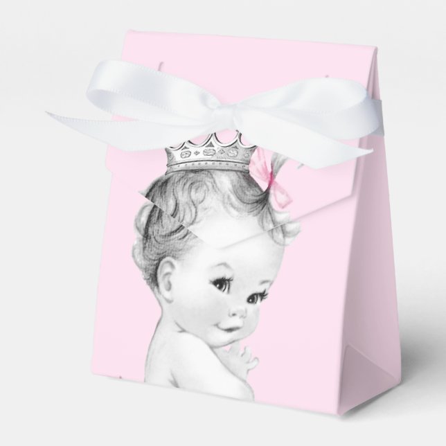 Rosa prinsessa baby shower presentlådor (Framsidan Sidan)