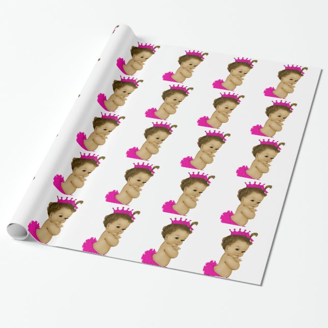 Rosa prinsessa babyflicka shower-inslagspapper presentpapper (Utrullad)