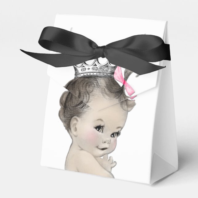 Rosa prinsessa flicka baby shower presentaskar (Framsidan Sidan)